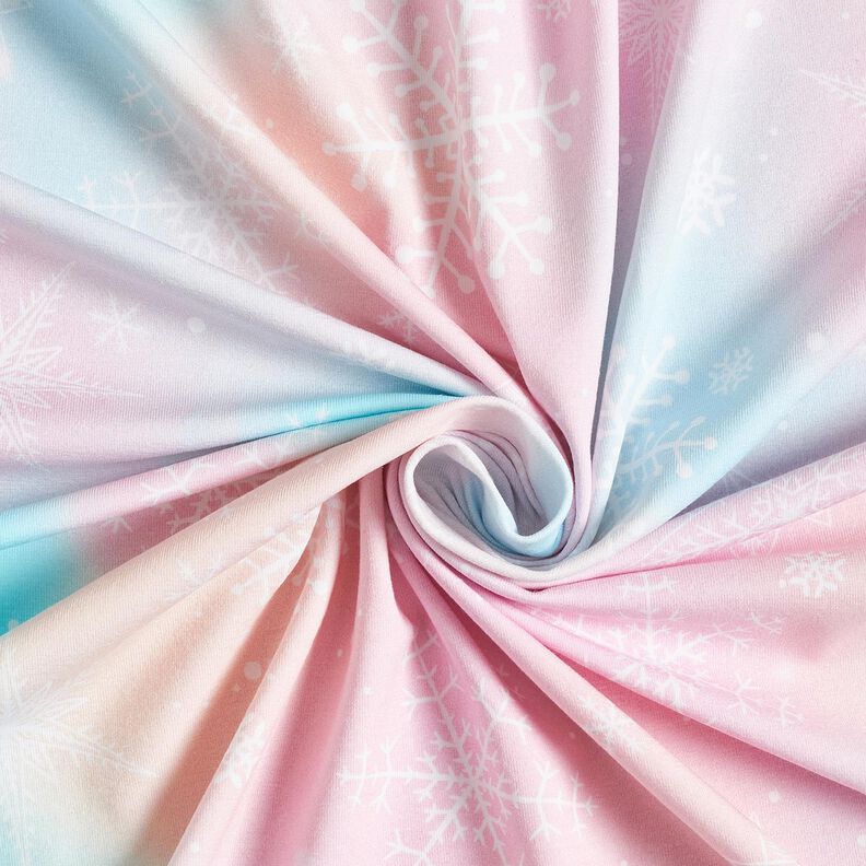 Bomuldsjersey Snefnug akvarel farveforløb | Glitzerpüppi – isblå/rosé,  image number 3