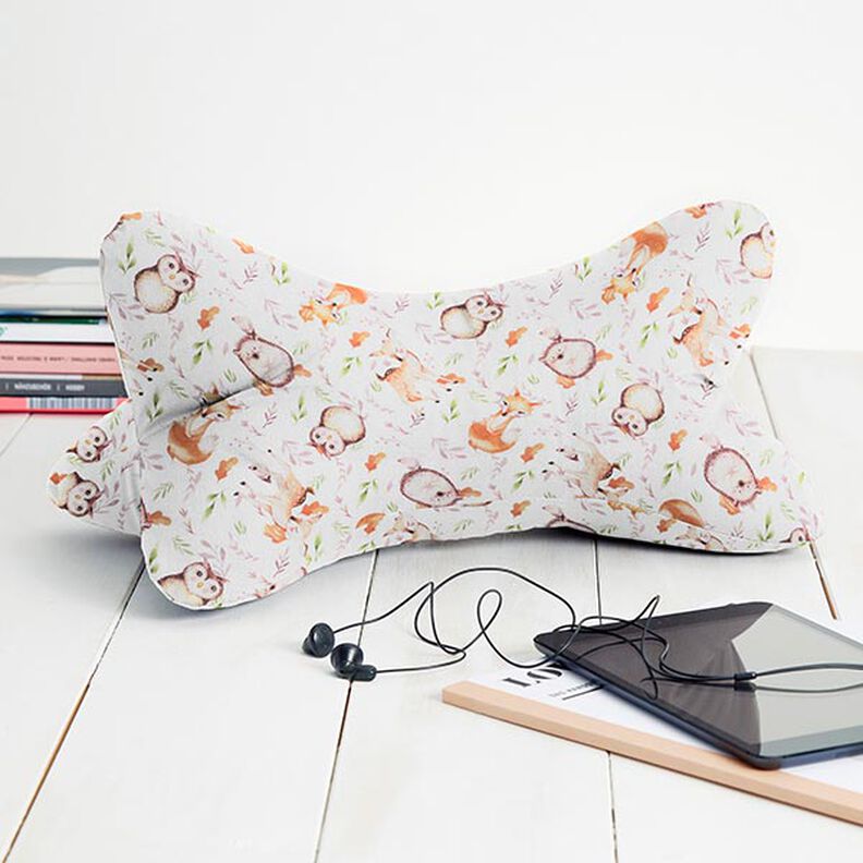 Bomuldsstof Perkal dyr fra skoven – hvid/lysebrun,  image number 7