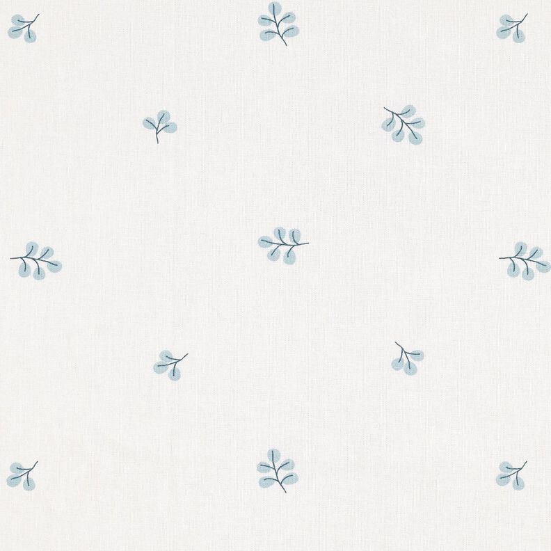 Bomuldspoplin Grene og lindeblade – hvid/eukalyptus,  image number 1