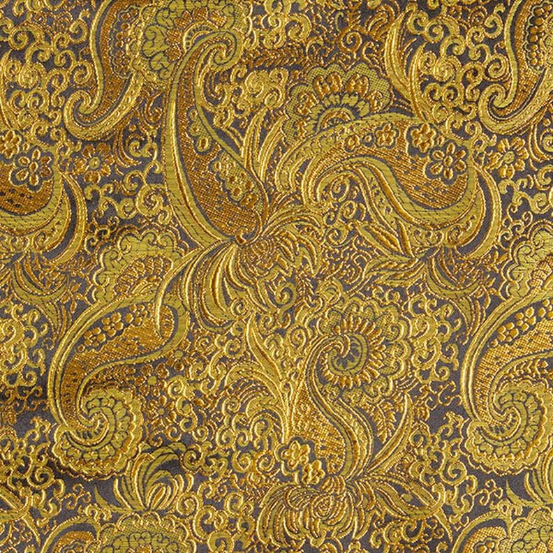 Beklædnings-jacquard metallic paisley – guld/sort,  image number 1