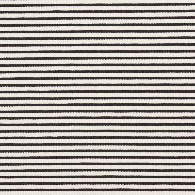 Bomuldsjersey smalle striber &ndash; creme/sort,  image number 1
