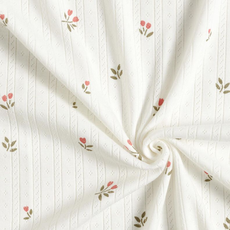 Ajour Bomuldsjersey tulipaner – elfenben,  image number 3