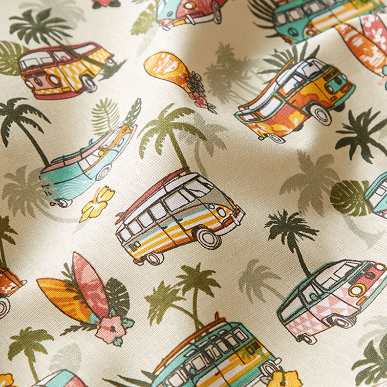 Bomuldsstof Cretonne Roadtrip Surf – beige,  image number 2