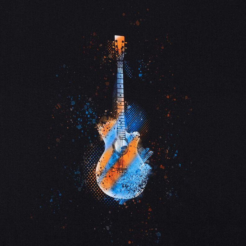 Bomuldsjersey Panel Guitar | Glitzerpüppi – sort/orange,  image number 7