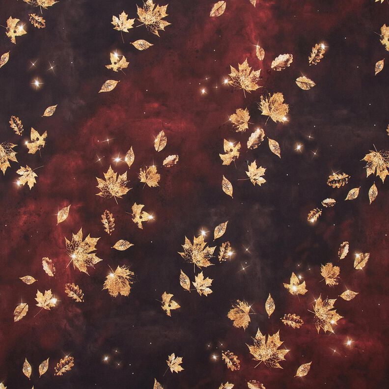 French Terry Gyldent efterår | Glitzerpüppi – bourgogne-farvet/guld,  image number 1