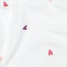 Musselin/Dobbelt-Crincle stof broderede hjerter | Poppy Fabrics – hvid/rosé,  thumbnail number 2