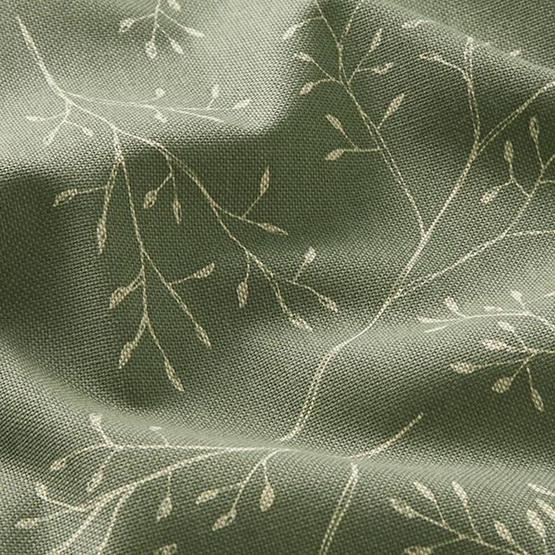 Dekorationsstof halvpanama fine grene – lys olivengrøn,  image number 2