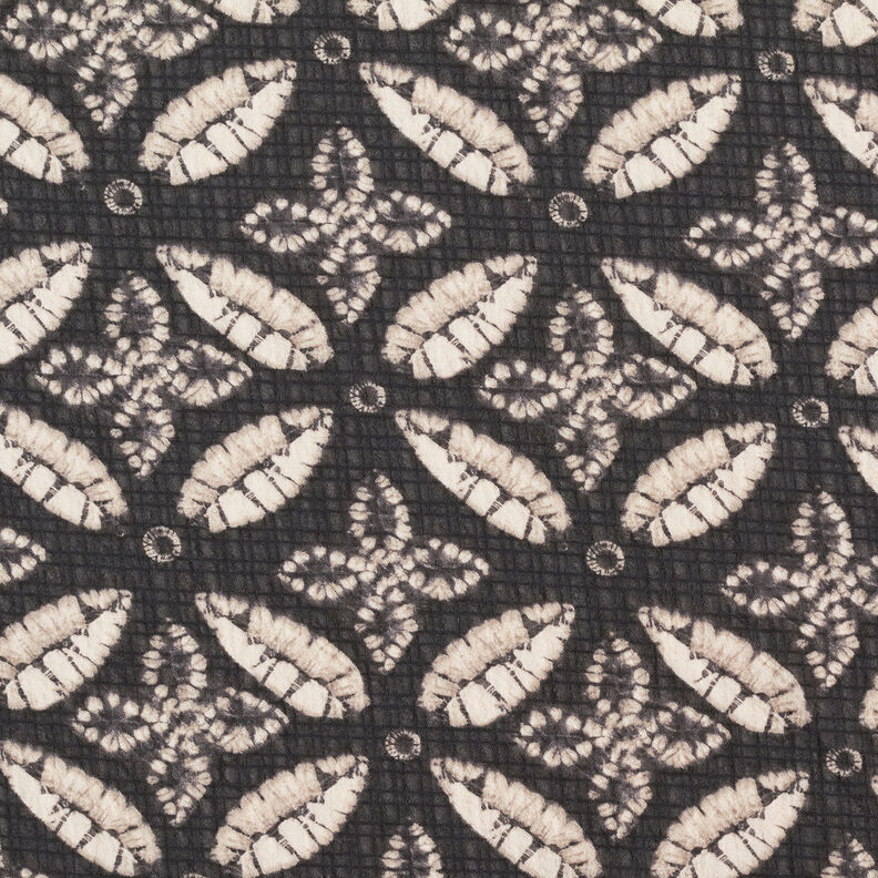 crêpe chiffon bladdesign – sort/beige,  image number 1