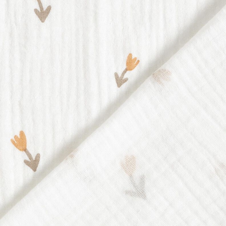 Musselin/Dobbelt-Crincle stof Blomster – elfenben,  image number 4