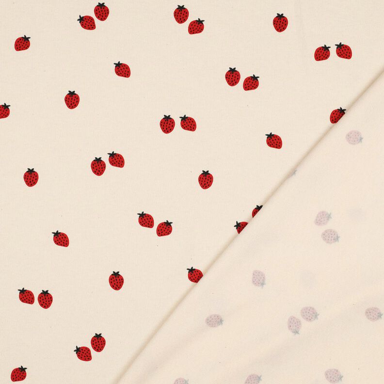GOTS Bomuldsjersey jordbær | Poppy Fabrics – lysebeige/karminrød,  image number 4