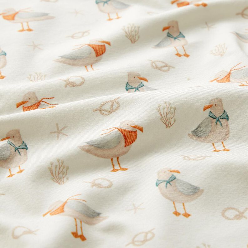 Bomuldsjersey Måger, søstjerner, knuder Digitaltryk – uldhvid,  image number 2