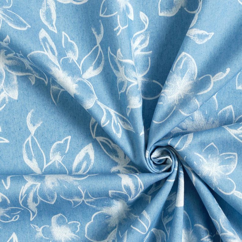 Chambray Sommerblomster – lyseblå/uldhvid,  image number 3