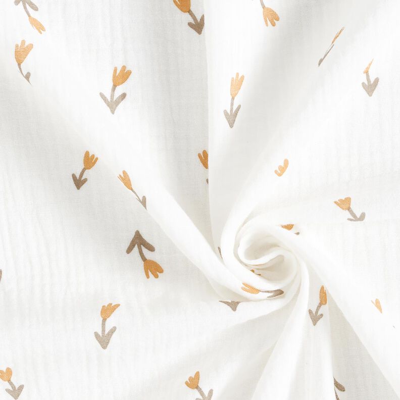 Musselin/Dobbelt-Crincle stof Blomster – elfenben,  image number 3