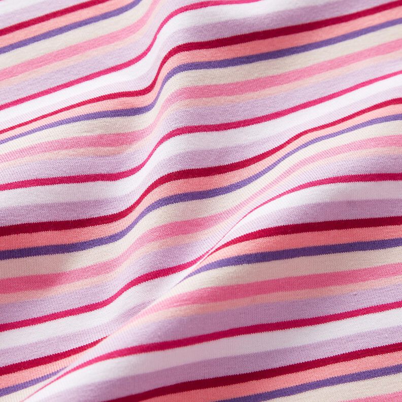 Bomuldsjersey cirkelstriber – syren/pink,  image number 2