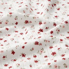 Ajour Bomuldsjersey små blomster – elfenben, 