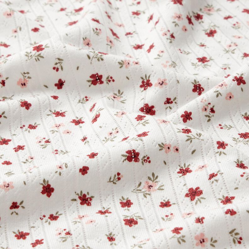 Ajour Bomuldsjersey små blomster – elfenben,  image number 2