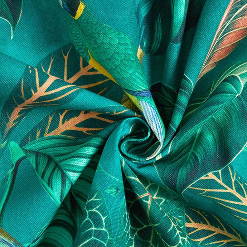 Dekorationsstof Canvas Paradisfugle – mørkegrøn,  image number 3