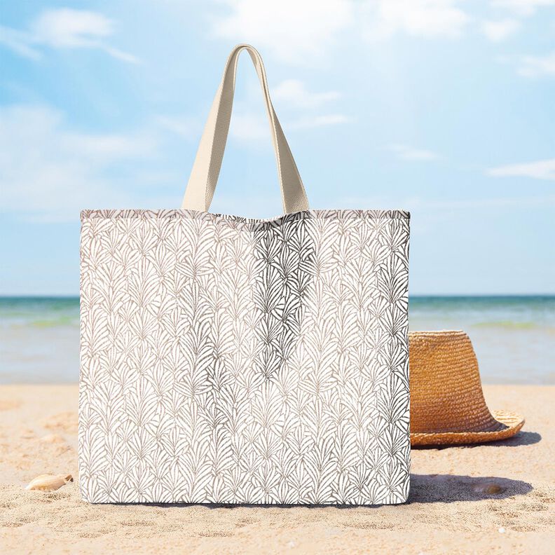 Impr&aelig;gneret voksdug abstrakte palmeblade &ndash; taupe/elfenben,  image number 5