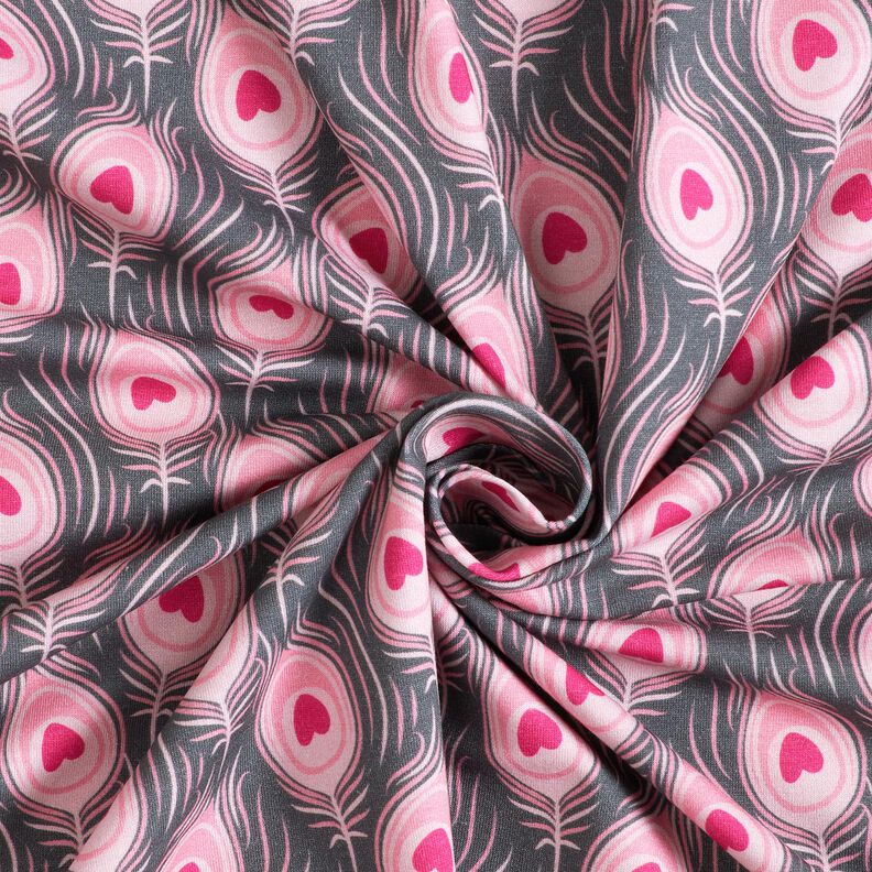 Bomuldsjersey Pavo | Stoff&Liebe – skiffergrå/intens pink,  image number 3