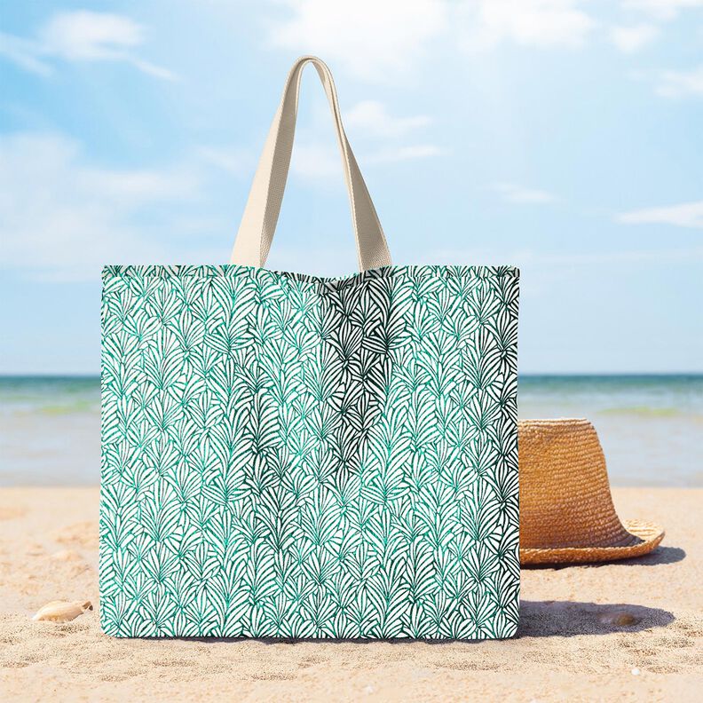 Impr&aelig;gneret voksdug abstrakte palmeblade &ndash; pebermynte/elfenben,  image number 5