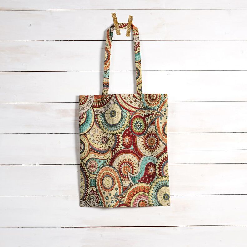 Dekorationsstof Gobelin abstrakt paisley &ndash; lysebeige/karminr&oslash;d,  image number 7