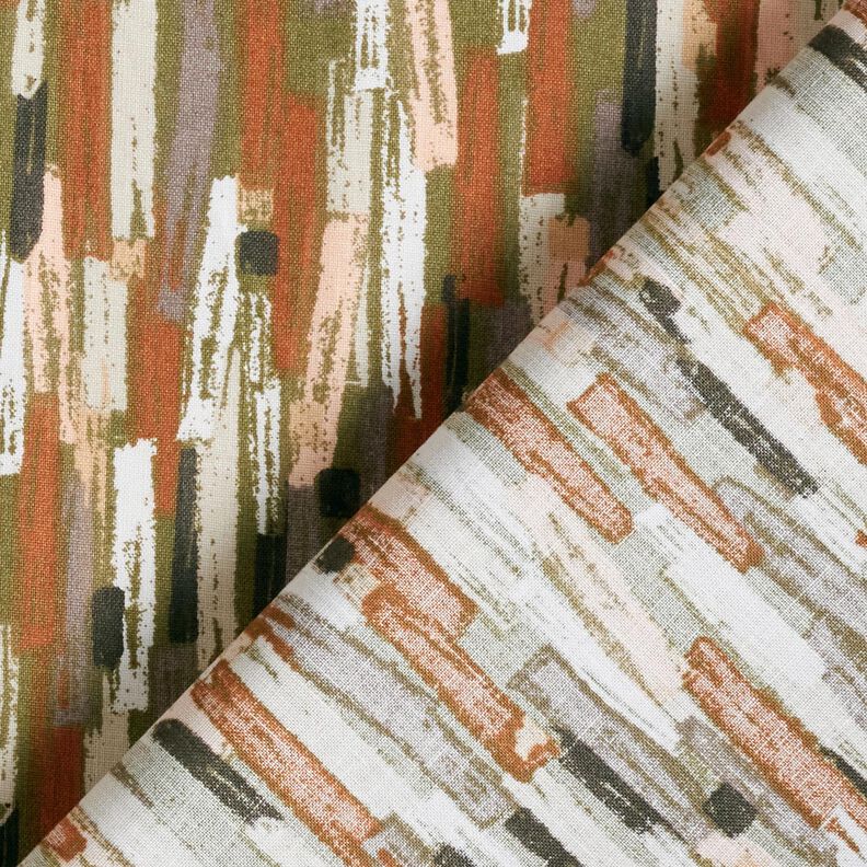 Bomuldsstof Cretonne penselstr&oslash;g &ndash; pinje/bronzefarvet,  image number 4