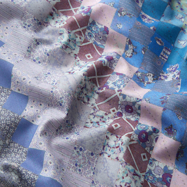 GOTS Bomuldsbatist mønstermiks farveforløb | TCC x LOOKS by Wolfgang Joop – blå/mørkebrun,  image number 3