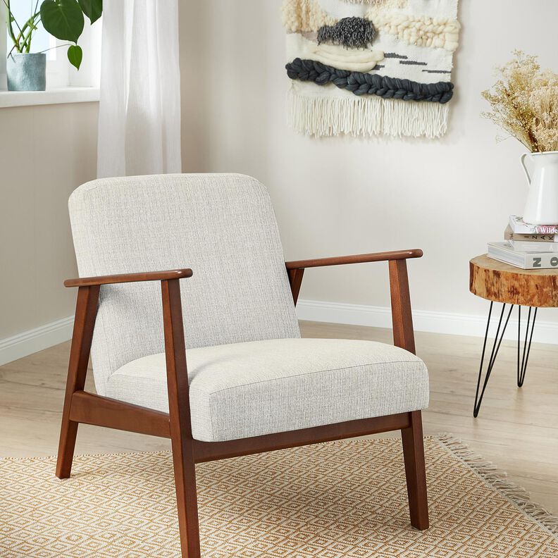 Polsterstof Chenille Ensfarvet – uldhvid | Reststykke 50cm,  image number 4