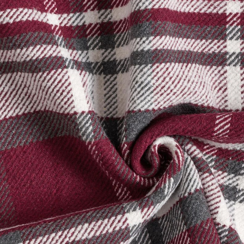 frakkestof med pelsbagside ternet – bordeaux/skiffergrå,  image number 3