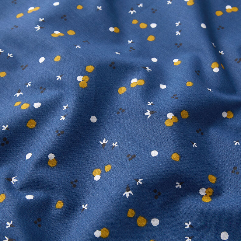 Bomuldsstof Cretonne farveprikker – marineblå,  image number 2