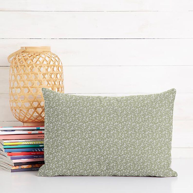 Bomuldsstof Cretonne Små blomster – kaki,  image number 6