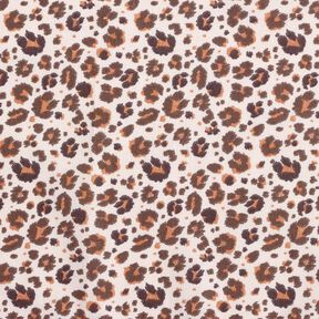 Bomuldsstof Cretonne store leopardpletter – mellembrun/lysebeige, 