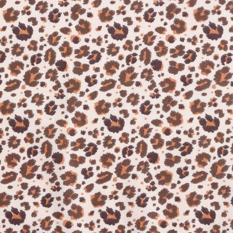 Bomuldsstof Cretonne store leopardpletter – mellembrun/lysebeige,  image number 1
